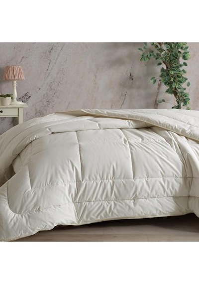 Feelwool Pamuklu Yün Dolgulu 195 X 215 Çift Kişilik Yorgan Beyaz Açık Mavi