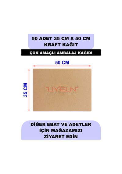 50 Adet 35cm X 50cm 100 Gr. Baskısız Kraft Kağıt, Hediye Ürün Paketleme, Oto Paspası, Çocuk Etkinlikleri