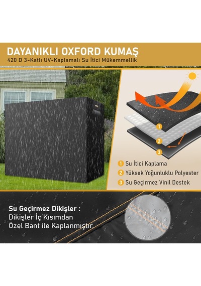 Bahçe Salıncak Koruma Örtüsü Üç Kişilik Tenteli Hamak Bahçe Salıncağı Koruma Kılıfı Su Geçirmez Branda Dayanıklı 210x125x170cm Siyah