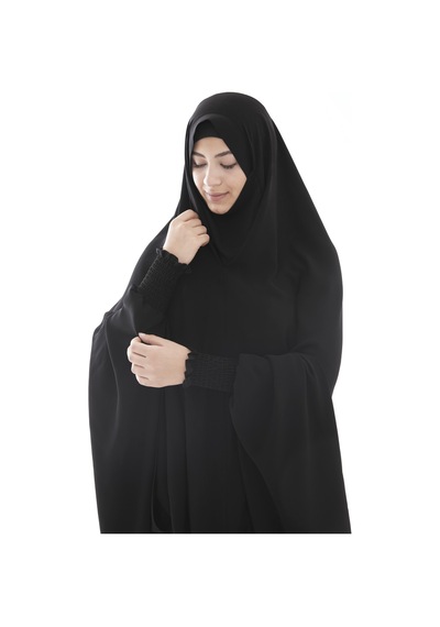 Çarşaf Soft Krep İğneli İçten Gizli Peçeli Model Tek Parça Siyah