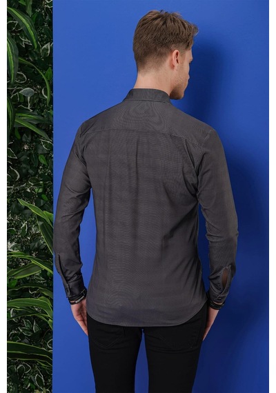 Efor G 1524 Slim Fit Siyah Spor Gömlek Siyah