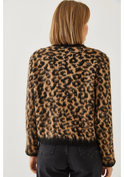 Shade Kadın Leopar Desenli Şardonlu Hırka 241070 60251938 - Siyah-camel
