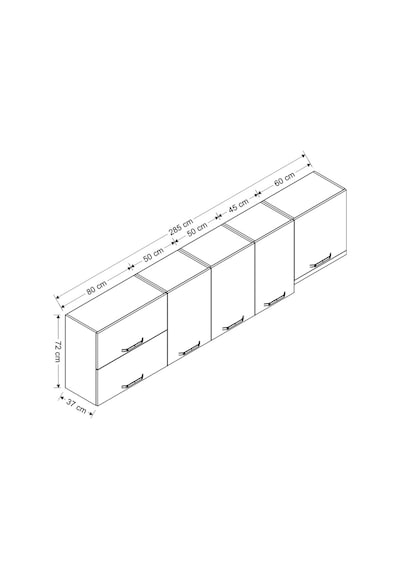 Minar 285 Cm Mutfak Dolabı Beyaz 285-B4-Üst Modül Beyaz