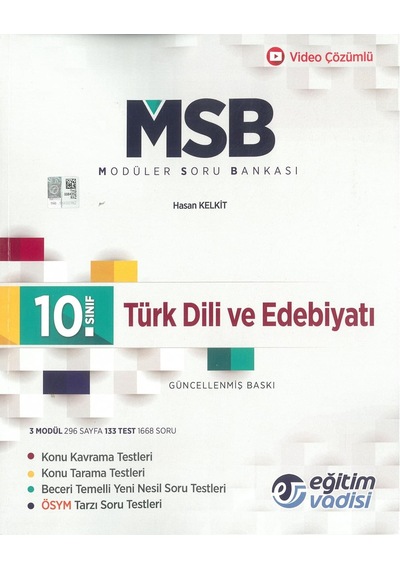 Eğitim Vadisi 10. Sınıf Türk Dili Ve Edebiyatı Modüler Soru Bankası