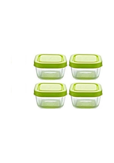 Paşabahçe 53223 Snowbox 4 Lü Cam Saklama Kabı 275Cc Yeşil N1129149 Çok Renkli