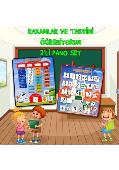 2 Set - 80 Parça Tox Rakamları ve Takvimi Öğreniyorum Keçe Cırtlı