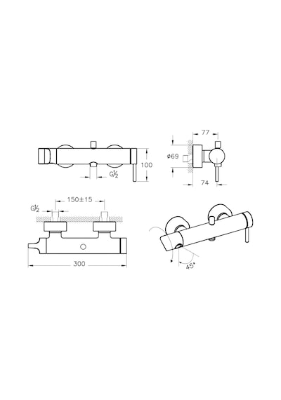 VitrA Origin A4261936WTC Banyo Bataryası Mat Siyah