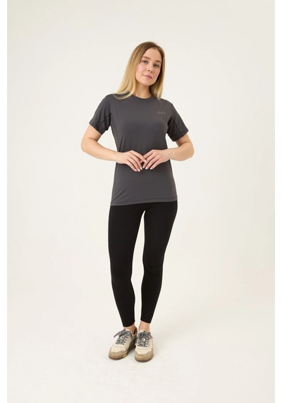Zoor Kadın Kısa Kol Compression Fitness Gym Spor Body Tshirt Füme