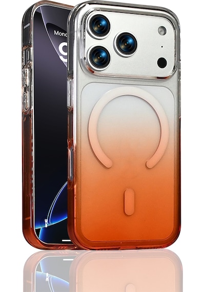 Apple Uyumlu iPhone 17 Pro Max Kılıf M-safe Şarj Özellikli Zore Septik Silikon Kapak Turuncu