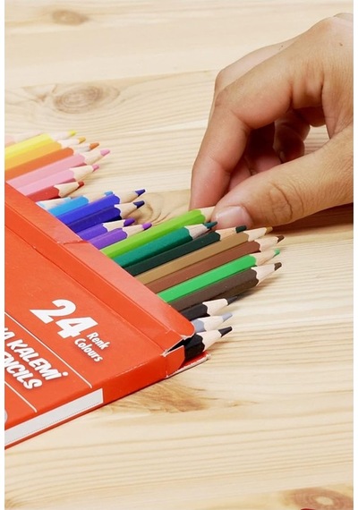 Kuru Boya Kalemi 12 Renk Karton Kutu 1 Paket Pritt 12 Li Kuruboya Tam Boy Renkli Kalem Kaliteli Yumuşak Uçlu Canlı Renk Çok Renkli