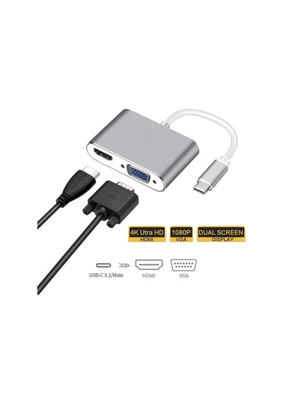 Netojen Nt-430 Type-c To Hdmı & Vga Converter