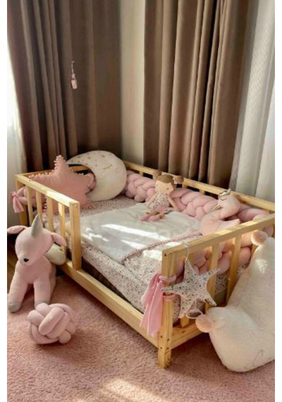 Star Montessori Bebek Ve Çocuk Karyolası Unisex Doğal Ahşap Yatak Kahverengi Star Montessori Bebek Ve Çocuk Karyolası Unisex Doğal Ahşap Yatak Kahverengi