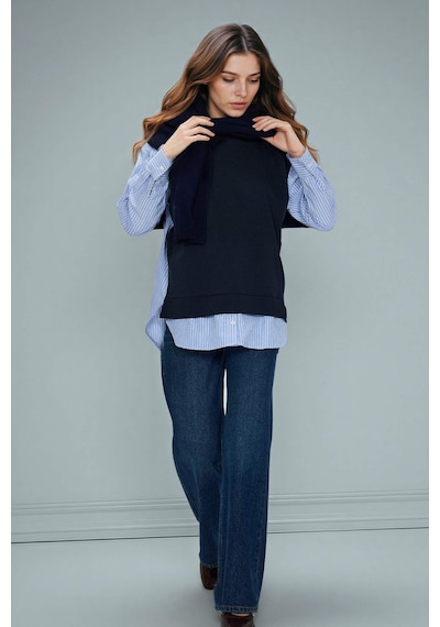 Defacto Regular Fıt Bisiklet Yaka Sweatshirt Kumaşı Sweatshirt Tunik G9278ax26spnv243 Lacivert-nv243
