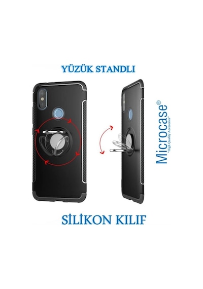 Xiaomi Redmi Note 6 Pro Yüzük Standli Armor Silikon Kilif 310724448