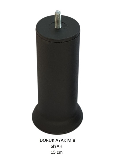 Doruk Ayak, Cıvatalı Baza Koltuk Dolap Ayağı, Metal, Siyah, M8, 15 Cm Siyah