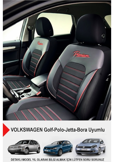 Premium Serisi Lüks Keten Oto Koltuk Kılıfı Volkswagen Bora-golf-jetta-polo Uyumlu Siyah