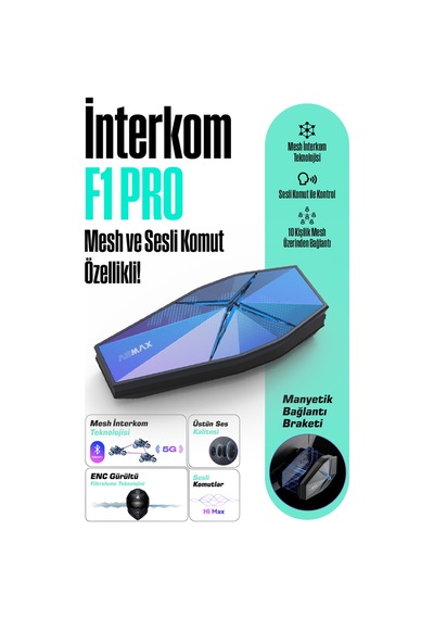 F1 Pro Mesh Ve Sesli Komut İnterkom Shiny Blue
