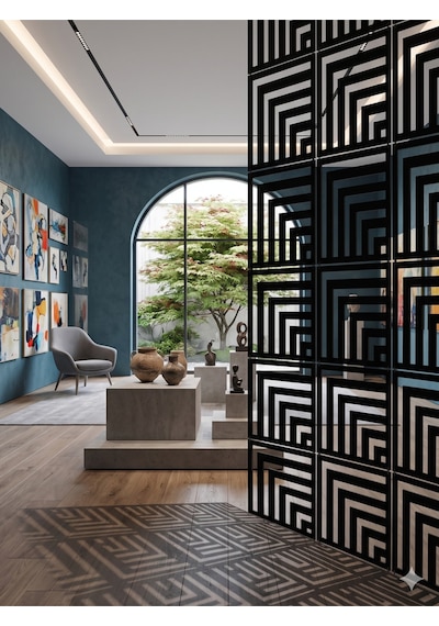 Lazer Kesim Paravan, Ahşap Separatör, Oda 4'lü Panel Levha Model16 40 X 40 Cm