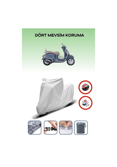 Gri Arka Çanta Kilit Uyumsuz Vespa Gts 150 Abs Uyumlu Motosiklet Brandası, 4mevsim