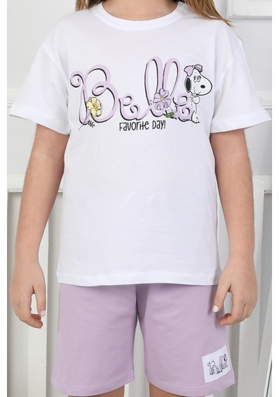 Belle Baskı Kız Çocuk Şortlu Takım-90344 Lila
