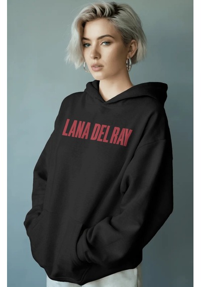 Sevbano Lana Del Rey Şarkıcı Sırt Baskılı Unisex Oversize Premium Hoodie Siyah