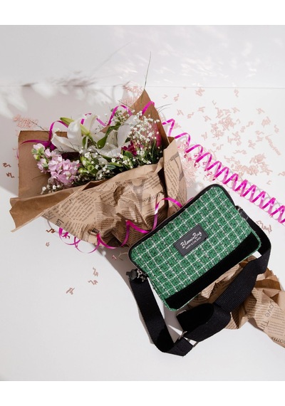 Bloominbag Shepherd Tweed Çapraz Çanta Yeşil - Siyah