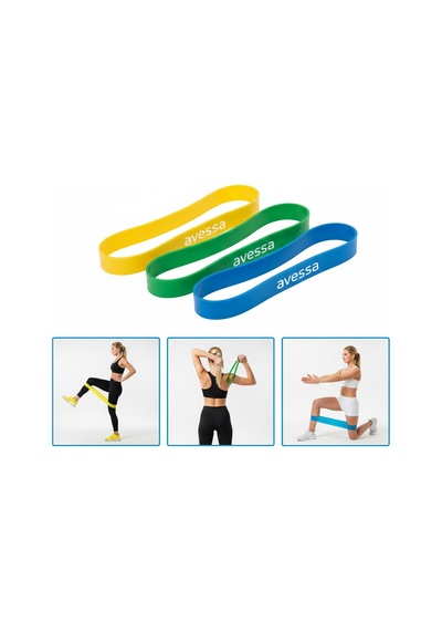 3 Adet Hafif-orta-sert Direnç Pilates Yoga Spor Bandı 285x50x1 Mm - 1,5 Mm - 1,30 Mm Çok Renkli