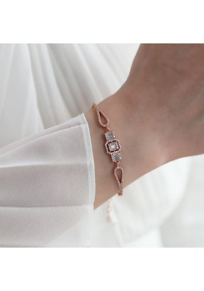 Starlight Diamond Baget Kesim Rose Gold Kaplama Gümüş Bileklik Gümüş