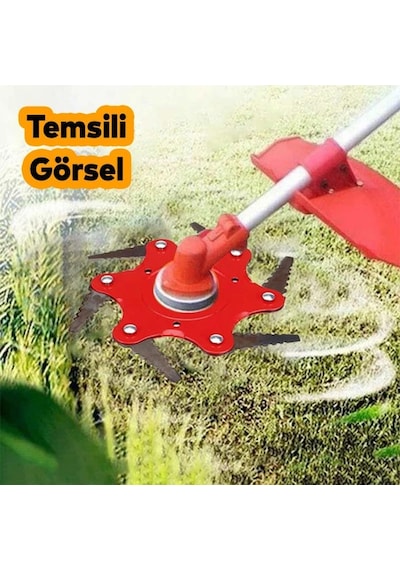 One Tools Benzinli Tırpann Metal Çim Çayır Biçme Kesme Aparatı 6 Kollu Testere Dişli Bıçkı Ahtapot