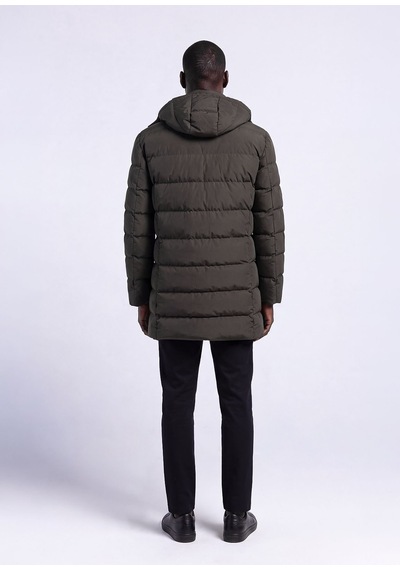 Dufy Erkek Slim Fit Kapüşonlu Haki Mont-18154