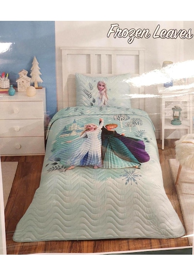Özdilek Lisanslı Tek Kişilik Çocuk Yatak Örtüsü-frozen Leaves Min Mint