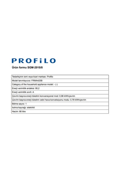 Profilo FRMA425B 66 LT Ankastre Fırın
