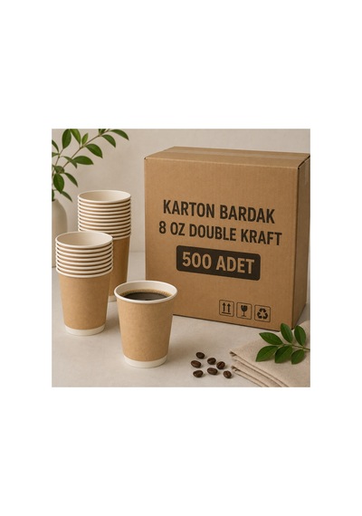 8 Oz Double Kraft Karton Bardak 500 Adet Çift Katmanlı Kahve Bardağı - 917537983 Diğer