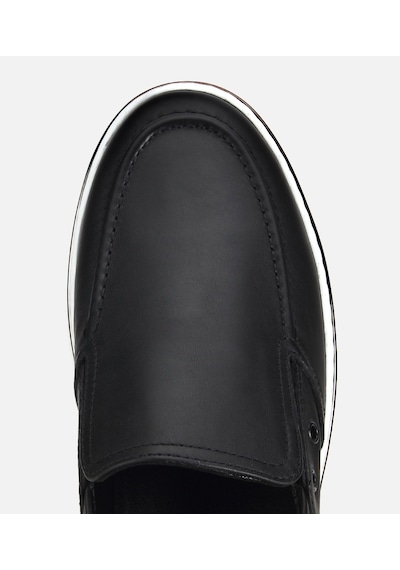 Hotiç Erkek Deri Siyah Metal Detaylı Günlük Loafer
