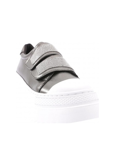 Dgn 898-23y Kadin 2 Cirtli Bantlari Silver Taşli Kalin Taban Sneaker Ayakkabi 898-1986-R14447 Beyaz - Platin