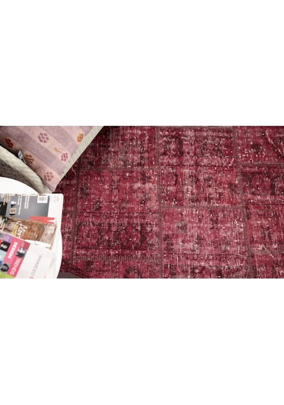 Patchwork El Dokuma Antik Anadolu Halısı Volcana Kırmızı