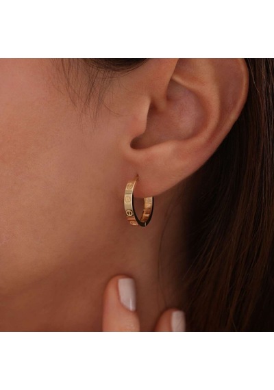 Sembol Gold Altın Çivi Halka Küpe 1.8 Cm
