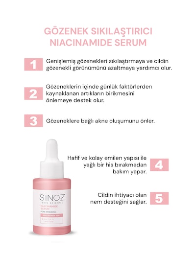 Sinoz Gözenek Sıkılaştırıcı Sebum  Sivilce  Serum Niacinamide 10% + Zinc Pca 1% 30 ML
