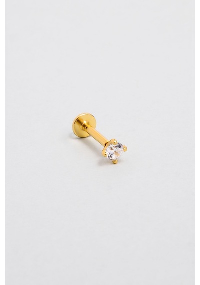 Zirkon Işıltısı 18 Ayar Sarı Altın Kaplama Gümüş Tragus-helix Piercing Sarı