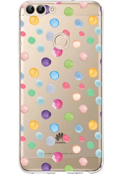 Huawei P Smart 2018 İle Uyumlu 1mm Slim Fit Water Color 6 Baskılı Şeffaf Kılıf Şeffaf