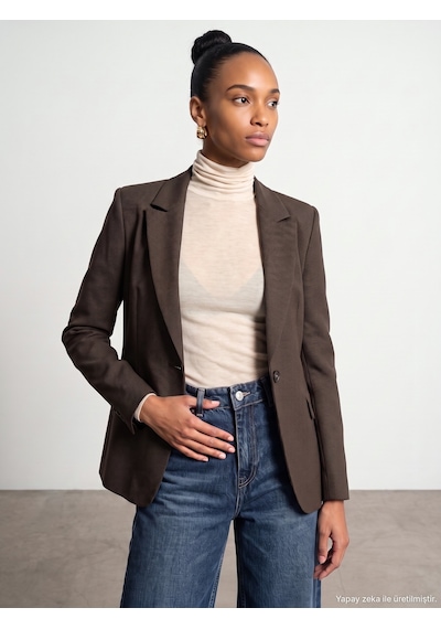Dilvin 60831 Vücuda Oturan Blazer Kahve