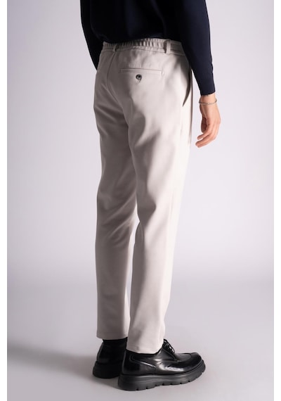 Beli Lastikli Slim Fit Dokulu Chino Pantolon Taş Taş