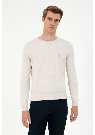 U.S. Polo Assn. Erkek Slim Fit Bisiklet Yaka Taş Melanj Basic Kazak 50288888-VR225