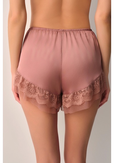 Suwen Vivienne Dantelli Şort Pijama Altı St4450603023 Kahverengi