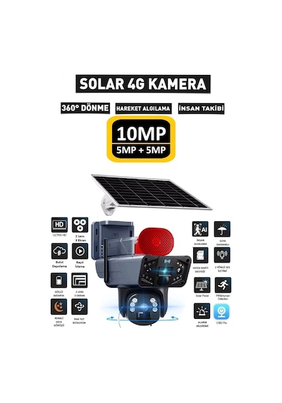 Ultimate Solar 4g Güneş Enerjili Dual Lens 360 Görüş Akıllı Güvenlik Kamerası O-kam Uygulama