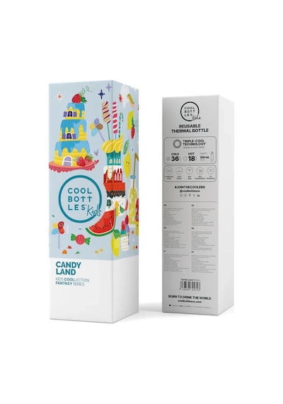 Cool Bottles Paslanmaz Çelik Suluk - The Kids Bottle Candy Land 350ml Çok Renkli