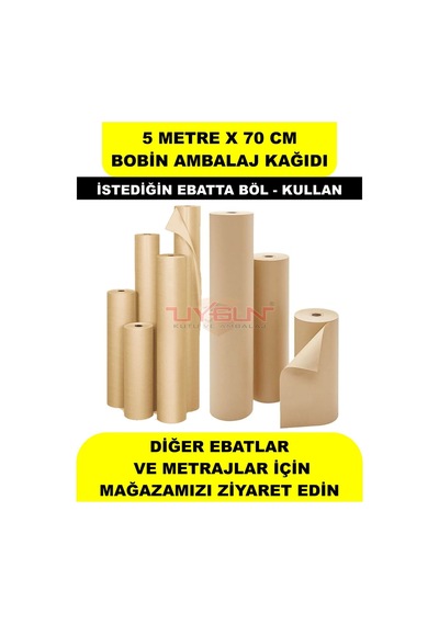 70 Cm X 5 Metre Bobin Rulo Kraft Rengi Ambalaj Kağıdı, Ev Eşyası, Çeyiz, Hediye, Ürün Paketleme