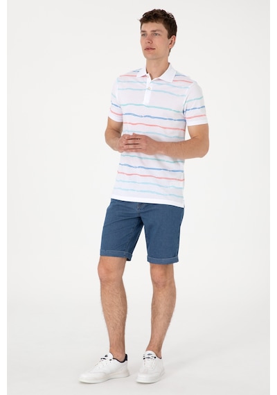 U.S. Polo Assn. Erkek Regular Fit Polo Yaka Beyaz Çizgili Tişört 50299642-VR013 U.S. Polo Assn. Erkek Regular Fit Polo Yaka Beyaz Çizgili Tişört 50299642-VR013