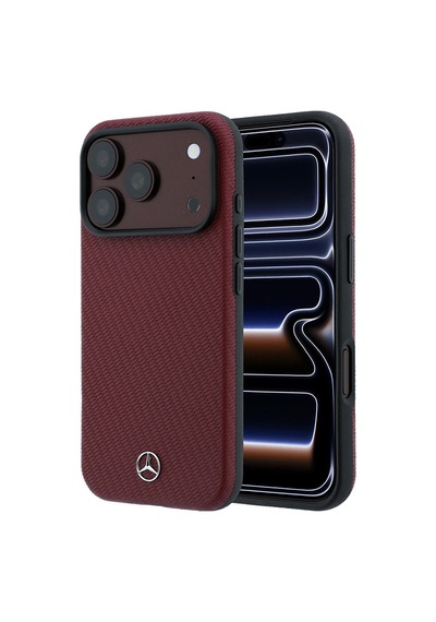 Apple Uyumlu iPhone 18 Pro Max Kılıf Mercedes Benz Lisanslı M-safe Uyumlu 3d Metal Logolu Wrap Wood Kapak Bordo
