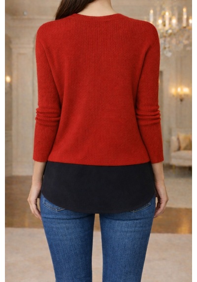 Elmoda Kadın Siyah Beli Lastikli Tesettür Kurtarıcı Gömlek Görünümlü Etek Siyah Siyah